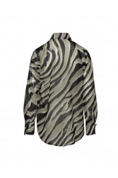 MIX AND MATCH Mila Shirt Olive Zebra Print Πράσινο Πουκάμισο